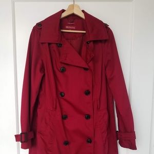 Merona Deep Red Double-Breasted Trench Coat
